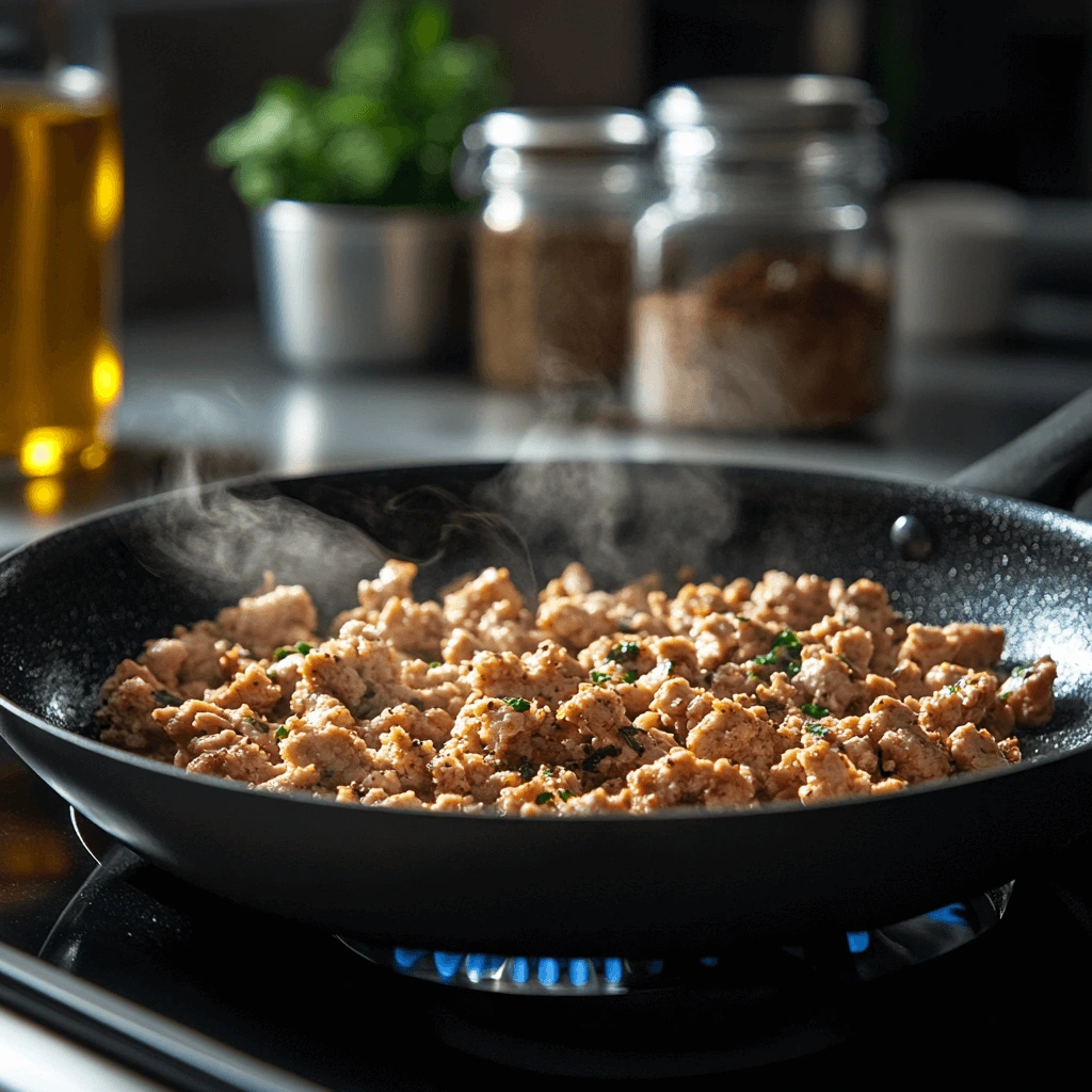 one-skillet cheesy ground chicken pasta recipe